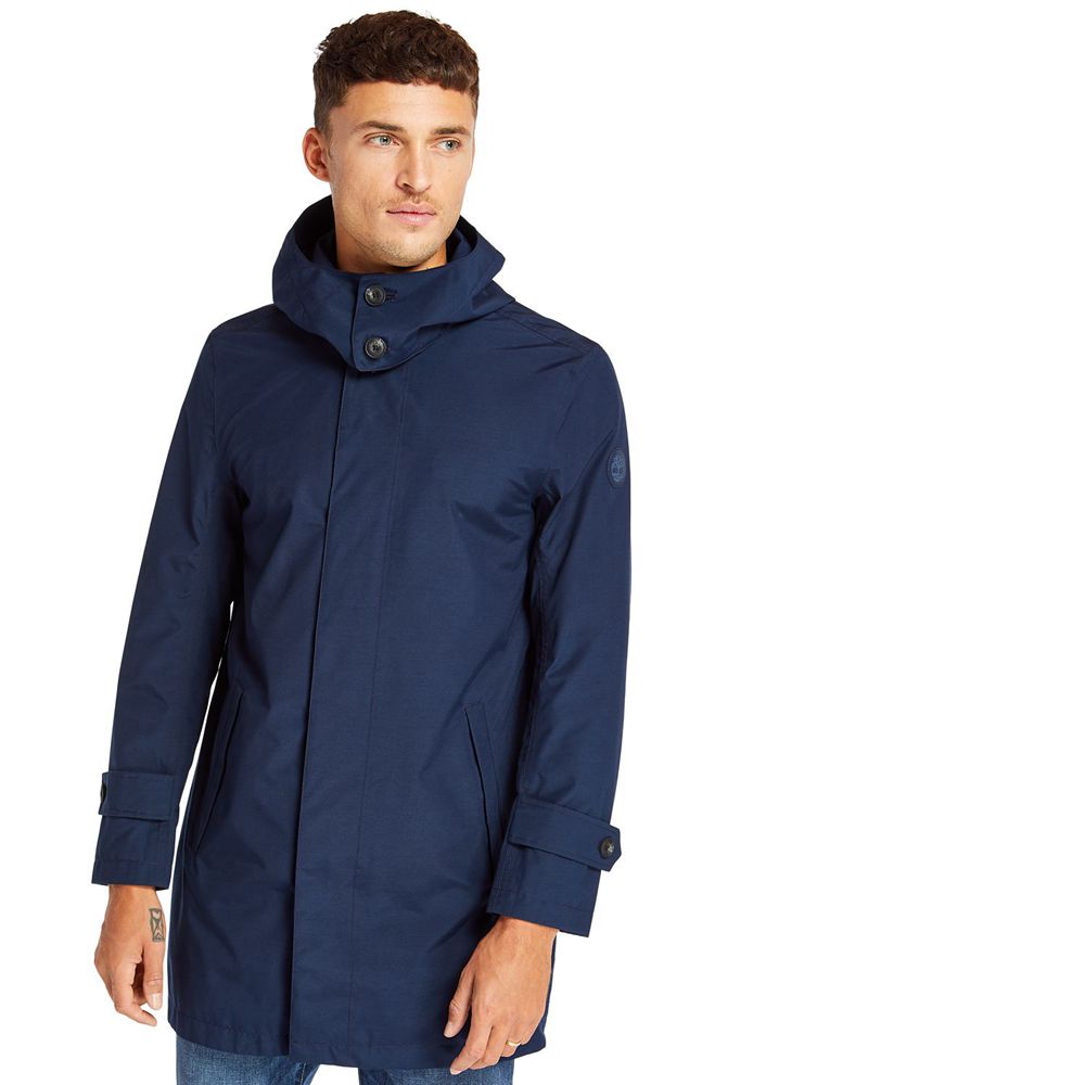 Timberland Μπουφαν Ανδρικα Σκουρο Μπλε - Doubletop Mountain Waterproof Raincoat - Greece 8502167-ED